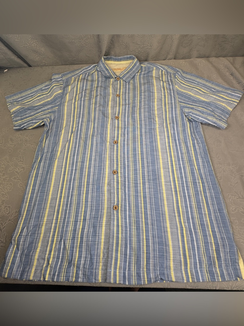 Tommy Bahama Striped Silk Cotton Camp Shirt XL 49” Chest